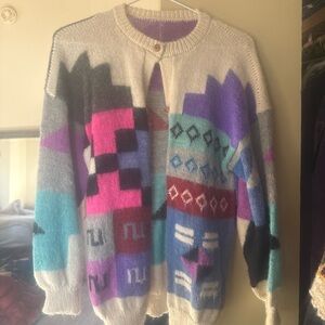 Colorful Geometric Knit Cardigan